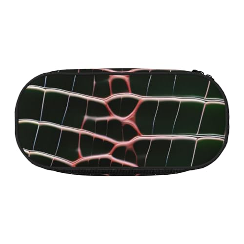 JGHHOUN Federmäppchen mit Krokodilhaut-Aufdruck, geräumiges Stifteetui, Reißverschluss, hohe Kapazität, Make-up-Tools, Bürobedarf von JGHHOUN