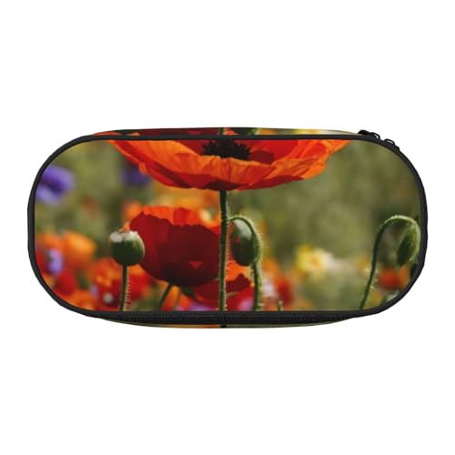 JGHHOUN Federmäppchen mit Mohnblumen-Aufdruck, geräumiges Stifteetui, Reißverschluss, hohe Kapazität, Make-up-Tools, Bürobedarf, Schwarz , Einheitsgröße, Taschen-Organizer JGHHOUN Federmäppchen mit Mohnblumen-Aufdruck, geräumiges Stifteetui, Reißverschluss, hohe Kapazität, Make-up-Tools, Bürobedarf, Schwarz , Einheitsgröße, Taschen-Organizer von JGHHOUN