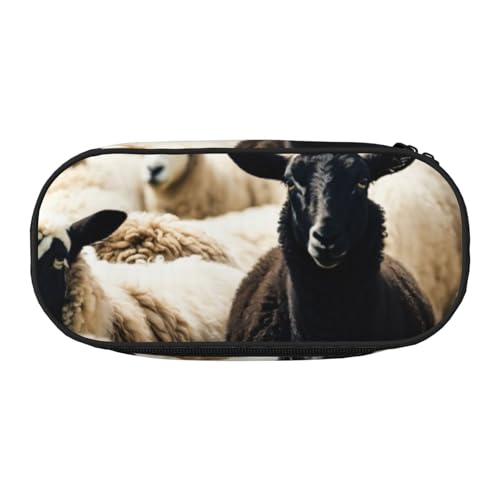 JGHHOUN Federmäppchen mit Schaf- und Lämmer-Aufdruck, geräumiges Stifteetui, Reißverschluss, hohe Kapazität, Make-up-Tools, Bürobedarf, Schwarz , Einheitsgröße, Taschen-Organizer JGHHOUN Federmäppchen mit Schaf- und Lämmer-Aufdruck, geräumiges Stifteetui, Reißverschluss, hohe Kapazität, Make-up-Tools, Bürobedarf, Schwarz , Einheitsgröße, Taschen-Organizer von JGHHOUN