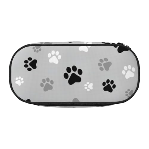 JGHHOUN Federmäppchen mit Tierpfoten-Aufdruck, geräumiges Stifteetui, Reißverschluss, hohe Kapazität, Make-up-Tools, Bürobedarf, Schwarz , Einheitsgröße, Taschen-Organizer von JGHHOUN