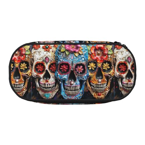 JGHHOUN Federmäppchen mit Totenkopf-Motiv, geräumiges Federmäppchen, Reißverschluss, hohe Kapazität, Make-up-Tools, Bürobedarf, Schwarz , Einheitsgröße, Taschen-Organizer JGHHOUN Federmäppchen mit Totenkopf-Motiv, geräumiges Federmäppchen, Reißverschluss, hohe Kapazität, Make-up-Tools, Bürobedarf, Schwarz , Einheitsgröße, Taschen-Organizer von JGHHOUN