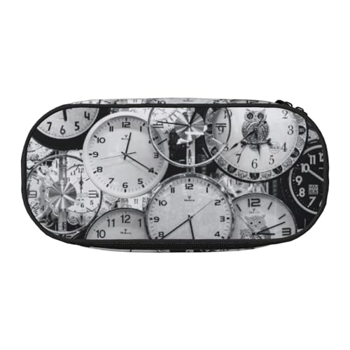 JGHHOUN Federmäppchen mit Uhr-Kunstdruck, geräumiges Stifteetui mit Reißverschluss, hohe Kapazität, Make-up-Tools, Bürobedarf von JGHHOUN