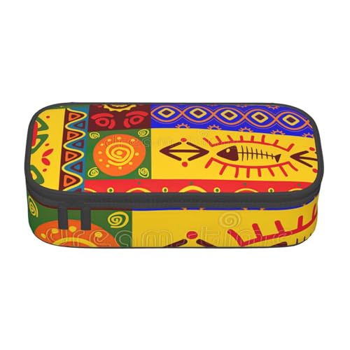 JGHHOUN Federmäppchen mit afrikanischem Nationalmuster, groß, für Studenten, Schule, Reisen, wesentliche Schreibwaren von JGHHOUN
