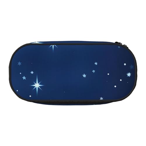 JGHHOUN Federmäppchen mit blauem Sternenmuster, geräumiges Stifteetui, Reißverschluss, hohe Kapazität, Make-up-Tools, Bürobedarf von JGHHOUN