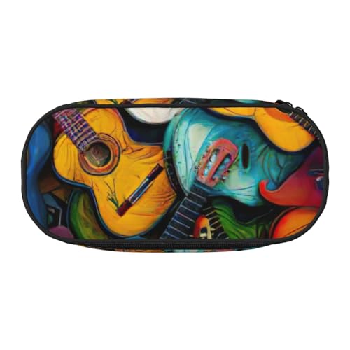 JGHHOUN Federmäppchen mit buntem Akustik- und Gitarren-Aufdruck, geräumiges Stifteetui, Reißverschluss, hohe Kapazität, Make-up-Tools, Bürobedarf, Schwarz , Einheitsgröße, Taschen-Organizer JGHHOUN Federmäppchen mit buntem Akustik- und Gitarren-Aufdruck, geräumiges Stifteetui, Reißverschluss, hohe Kapazität, Make-up-Tools, Bürobedarf, Schwarz , Einheitsgröße, Taschen-Organizer von JGHHOUN