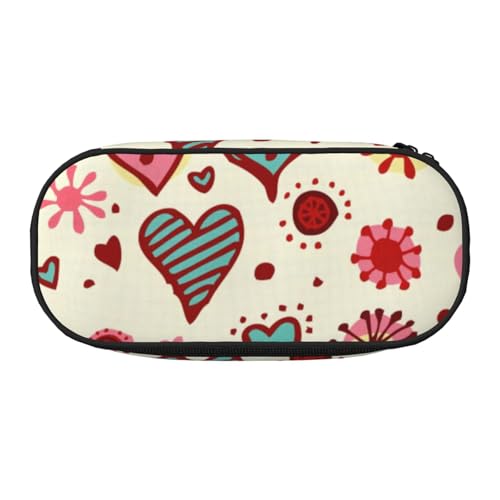 JGHHOUN Federmäppchen mit buntem Herzmuster, geräumiges Stifteetui, Reißverschluss, hohe Kapazität, Make-up-Tools, Bürobedarf von JGHHOUN