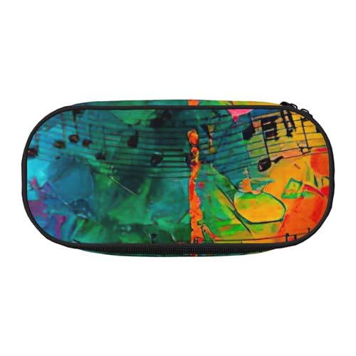 JGHHOUN Federmäppchen mit buntem Musiknoten-Aufdruck, geräumiges Stifteetui, Reißverschluss, hohe Kapazität, Make-up-Tools, Bürobedarf, Schwarz , Einheitsgröße, Taschen-Organizer JGHHOUN Federmäppchen mit buntem Musiknoten-Aufdruck, geräumiges Stifteetui, Reißverschluss, hohe Kapazität, Make-up-Tools, Bürobedarf, Schwarz , Einheitsgröße, Taschen-Organizer von JGHHOUN