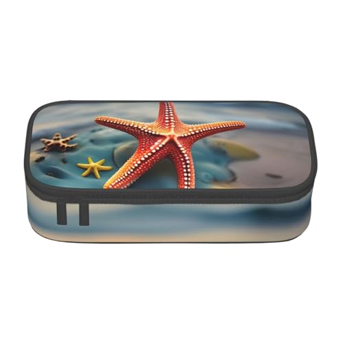 JGHHOUN Federmäppchen mit buntem Seestern-Druck, große Aufbewahrung, Federmäppchen, Studenten, Schule, Reisen, wesentliche Schreibwaren von JGHHOUN