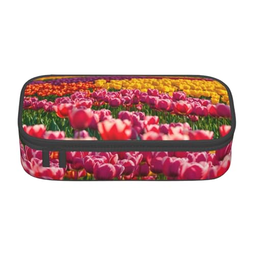 JGHHOUN Federmäppchen mit buntem Tulpenmuster, große Aufbewahrung, Federmäppchen, Studenten, Schule, Reisen, wesentliche Schreibwaren von JGHHOUN