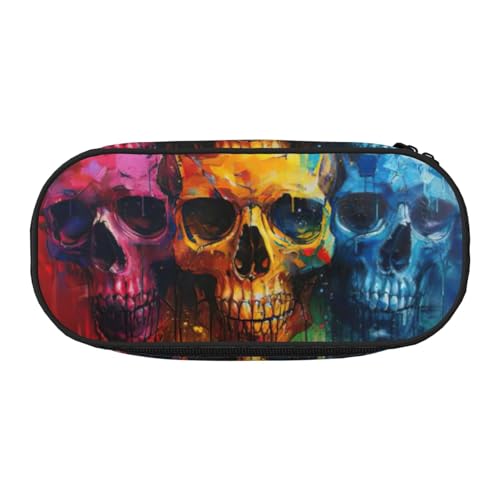 JGHHOUN Federmäppchen mit farbigem Totenkopf-Aufdruck, geräumiges Stifteetui, Reißverschluss, hohe Kapazität, Make-up-Tools, Bürobedarf, Schwarz , Einheitsgröße, Taschen-Organizer JGHHOUN Federmäppchen mit farbigem Totenkopf-Aufdruck, geräumiges Stifteetui, Reißverschluss, hohe Kapazität, Make-up-Tools, Bürobedarf, Schwarz , Einheitsgröße, Taschen-Organizer von JGHHOUN