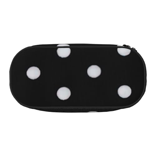 JGHHOUN Federmäppchen mit großem Punktemuster, geräumiges Federmäppchen, Reißverschluss, hohe Kapazität, Make-up-Tools, Bürobedarf, Schwarz und Weiß von JGHHOUN
