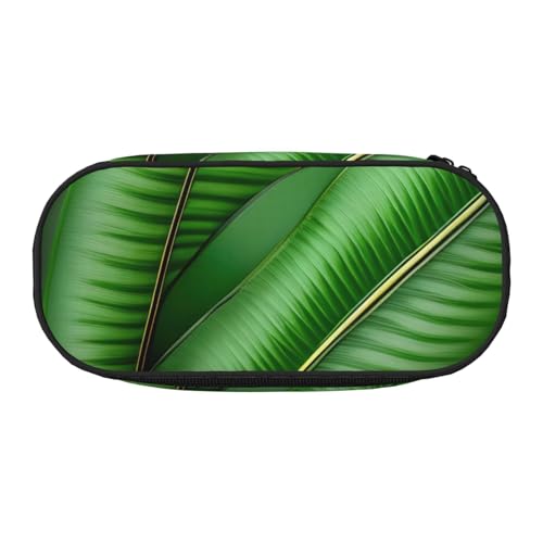 JGHHOUN Federmäppchen mit grünem Bananenblatt-Aufdruck, geräumiges Stifteetui, Reißverschluss, hohe Kapazität, Make-up-Tools, Bürobedarf von JGHHOUN