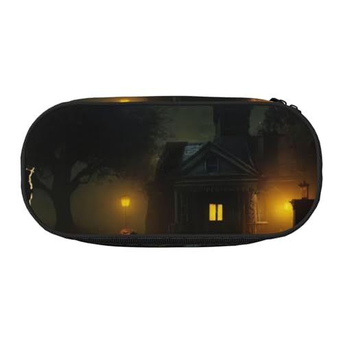 JGHHOUN Federmäppchen mit gruseligem Halloween-Druck, geräumiges Stifteetui, Reißverschluss, hohe Kapazität, Make-up-Werkzeuge, Bürobedarf, Schwarz , Einheitsgröße, Taschen-Organizer von JGHHOUN
