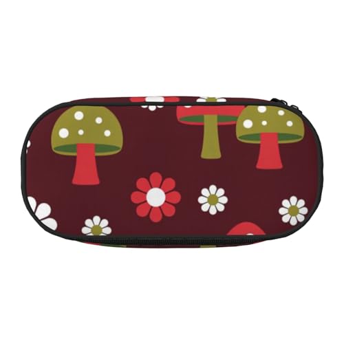 JGHHOUN Federmäppchen mit hellen Pilzen, Kunstdruck, geräumiges Stifteetui, Reißverschluss, hohe Kapazität, Make-up-Tools, Bürobedarf von JGHHOUN