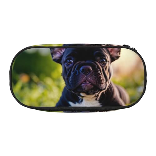 JGHHOUN Federmäppchen mit niedlichem Mops-Aufdruck, geräumiges Federmäppchen, Reißverschluss, hohe Kapazität, Make-up-Tools, Bürobedarf von JGHHOUN