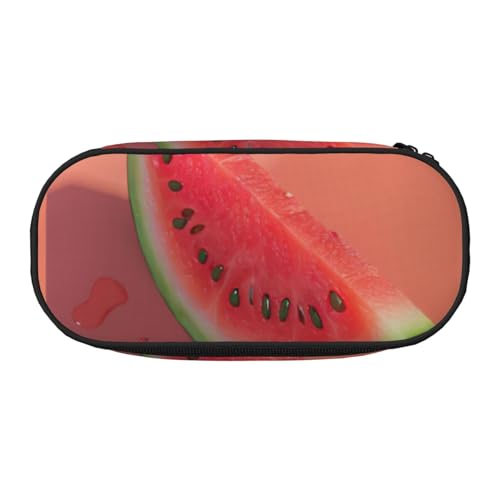 JGHHOUN Federmäppchen mit rotem Wassermelonen-Druck, geräumiges Stifteetui, Reißverschluss, hohe Kapazität, Make-up-Tools, Bürobedarf von JGHHOUN