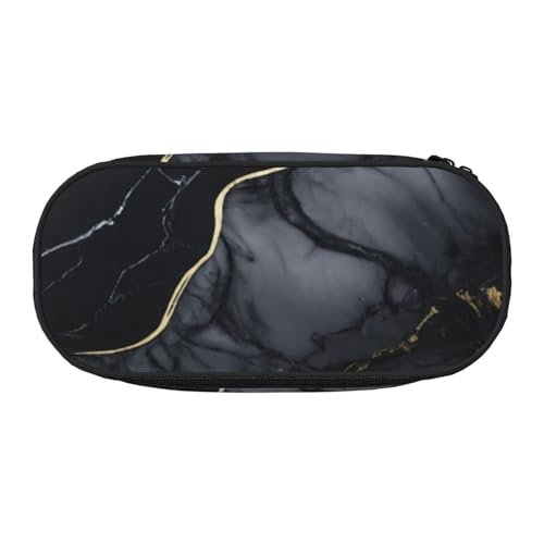 JGHHOUN Federmäppchen mit schwarzem Marmor-Druck, geräumiges Stifteetui mit Reißverschluss, hohe Kapazität, Make-up-Werkzeuge, Bürobedarf von JGHHOUN