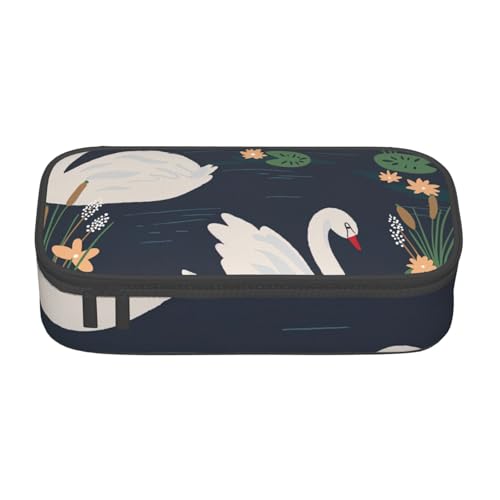 JGHHOUN Schöne weiße Schwäne auf dem See, großes Federmäppchen für Teenager, Schule, Reisen, wesentliche Schreibwaren von JGHHOUN