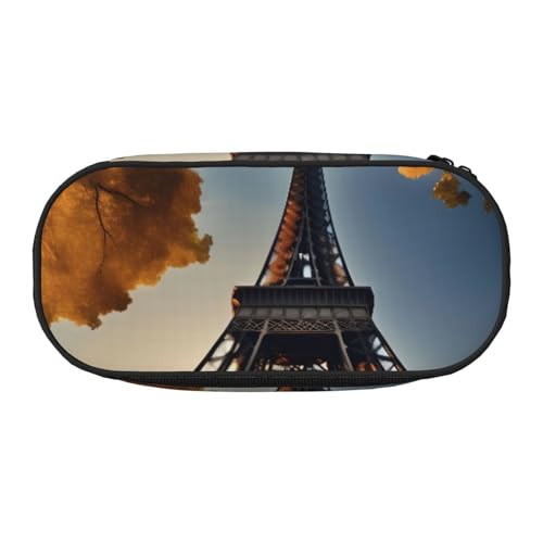 JGHHOUN Schönes Federmäppchen mit Eiffelturm-Motiv, geräumiges Federmäppchen, Reißverschluss, hohe Kapazität, Make-up-Werkzeuge, Bürobedarf von JGHHOUN