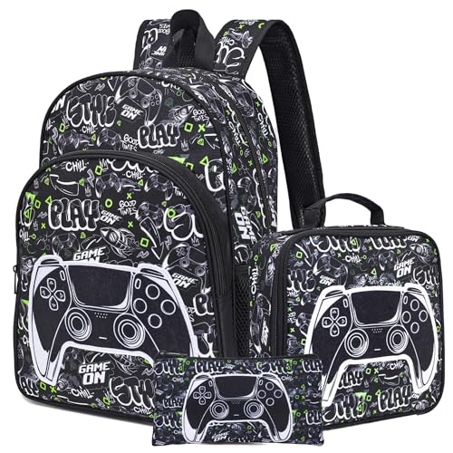 JGJOAIJ Game Jungen Rucksack Kinder Schulrucksack mit Lunchtasche und Federmäppchen für Schüler Jugendliche Kinder Schulranzen Set, Farbe3, M JGJOAIJ Game Jungen Rucksack Kinder Schulrucksack mit Lunchtasche und Federmäppchen für Schüler Jugendliche Kinder Schulranzen Set, Farbe3, M von JGJOAIJ