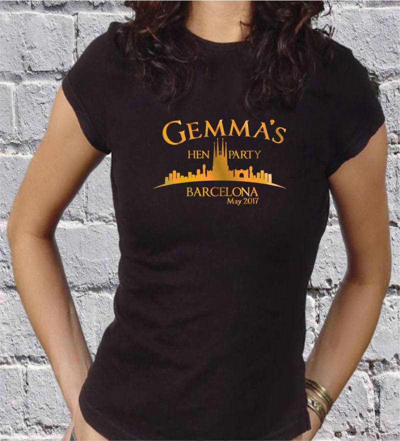 Personalisierte Barcelona City Scape-T-Shirt - Junggesellinnenabschied Bacherlorette Mädchen Wochenende von JGPgifts