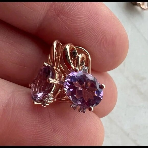 Vintage Amethyst Spinell Sterling Vermeil Post Ohrringe von JGallegosArt