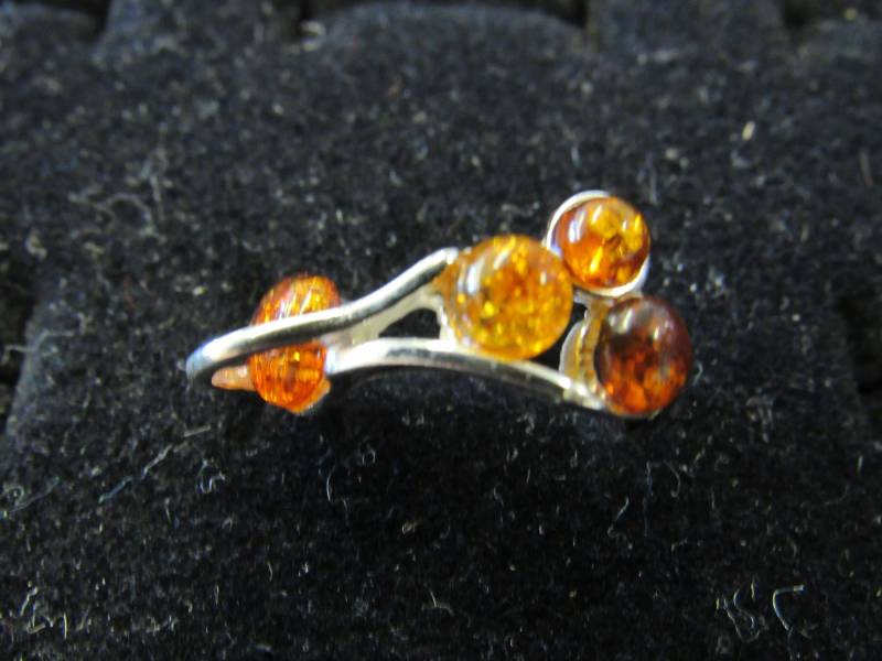 sterling Silber Und Bernstein Ring Gr. 5 von JGallegosArt