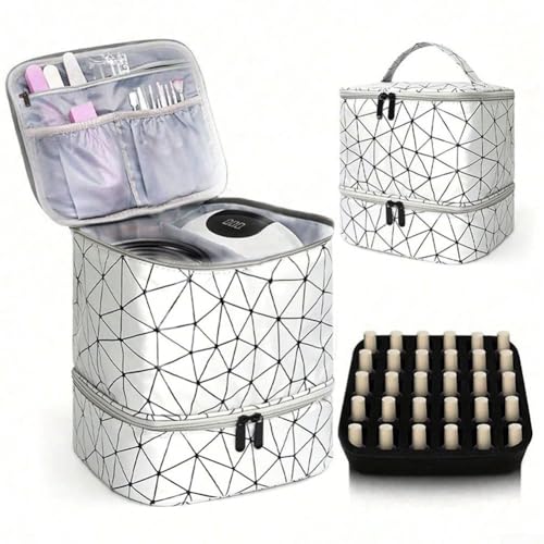 PVC-Aufbewahrungstasche, großes Fassungsvermögen, Make-up-Organizer für Nagellack und Kosmetik, tragbare Tasche mit Griff, Wie abgebildet, Silver von JGmotorfi