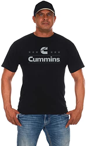 Herren Cummins Diesel Distressed Stars & Bars Crew Neck T-Shirt, Schwarz, L von JH DESIGN GROUP