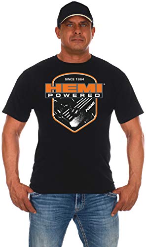 Herren Hemi Powered T-Shirt Schwarz Kurzarm Rundhals Shirt (3X, Schwarz), Schwarz, 3X-Groß von JH DESIGN GROUP