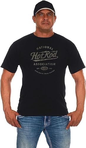 Herren T-Shirt NHRA Hot Rod EST. 1951 Logo Kurzarm Schwarz, Schwarz, XL von JH DESIGN GROUP