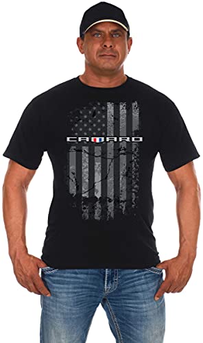 JH DESIGN GROUP Chevy Camaro Herren T-Shirt Schwarz Distressed Amerikanische Flagge - Schwarz - 2X von JH DESIGN GROUP