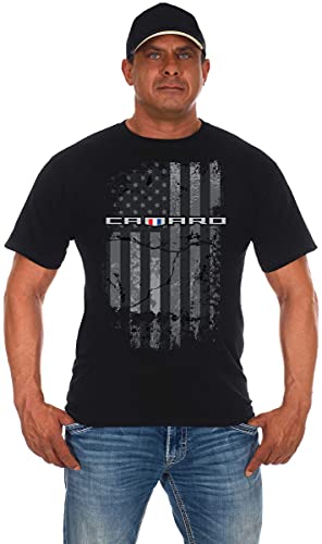 JH DESIGN GROUP Chevy Camaro Herren T-Shirt Schwarz Distressed Amerikanische Flagge - Schwarz - Mittel von JH DESIGN GROUP