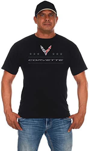 JH DESIGN GROUP Chevy Corvette C8 T-Shirt mit Rundhalsausschnitt für Herren, Schwarz, Klein von JH DESIGN GROUP