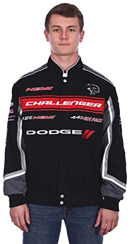 JH DESIGN GROUP Dodge Challenger Herren-Jacke, bestickt, aus Baumwolle, Schwarz, 3XL von JH DESIGN GROUP