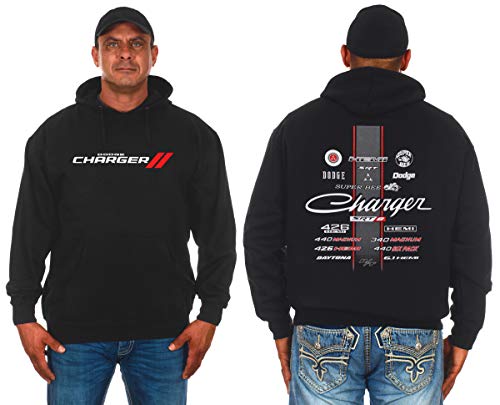 JH DESIGN GROUP Dodge Charger 2-seitige Pullover Hoodie Collage Logos Herren - Schwarz - Groß von JH DESIGN GROUP