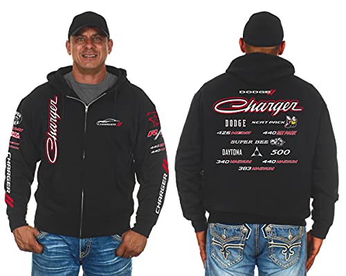 JH DESIGN GROUP Dodge Charger Herren Hoodies - Pullover & Zip Up Sweatshirts in 3 Stilen, Clg6-black, X-Large von JH DESIGN GROUP