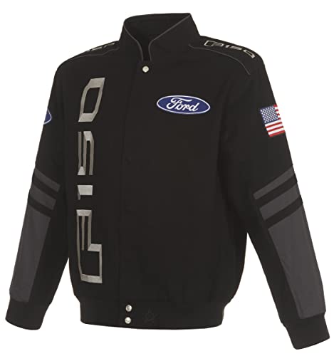 JH DESIGN GROUP Ford F150 Herren-Jacke, bestickt, klassischer Twill-Mantel, Bsc1 schwarz, 3X von JH DESIGN GROUP