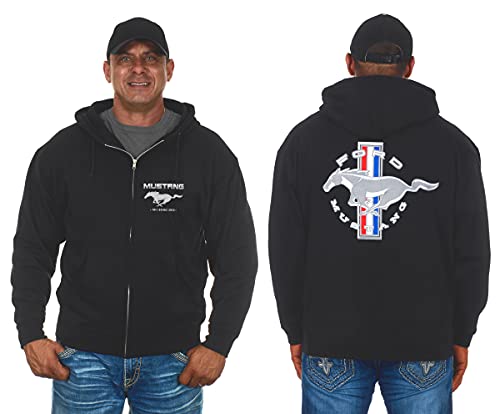 JH DESIGN GROUP Ford Mustang Herren Kapuzenpullover mit Reißverschluss und Emblemen vorne und hinten, Schwarz, XX-Large von JH DESIGN GROUP