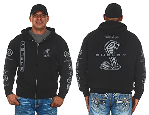 JH DESIGN GROUP Ford Shelby Cobra Herren-Kapuzenpullover mit Reißverschluss und Emblemen vorne und hinten, Clg2-black, Medium von JH DESIGN GROUP