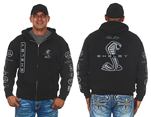 JH DESIGN GROUP Ford Shelby Cobra Herren-Kapuzenpullover mit Reißverschluss und Emblemen vorne und hinten, Clg2-black, XX-Large von JH DESIGN GROUP