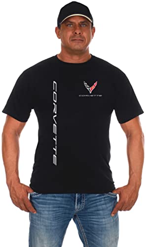 JH DESIGN GROUP Herren Cheverolet Corvette C8 T-Shirt Classic Kurzarm Rundhals Shirt, Schwarz, L von JH DESIGN GROUP