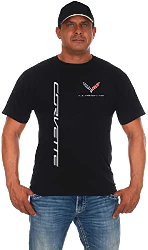 JH DESIGN GROUP Herren Chevy Corvette C7 T-Shirt Klassisch Kurzarm Rundhals Shirt, Schwarz, Mittel von JH DESIGN GROUP