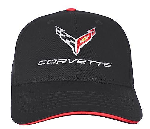 JH Design Group Herren Chevy Corvette C8 Logo Cap verstellbare Schwarze Mütze, Schwarz, Einheitsgröße von JH DESIGN GROUP