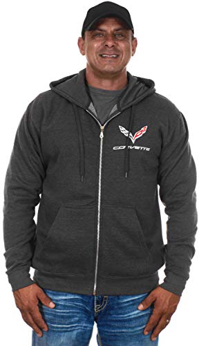 JH DESIGN GROUP Herren Chevy Corvette Hoodies Pullover & Zip Up Sweatshirts in 6 Stilen, Bsc7-Kohlegrau, Medium von JH DESIGN GROUP