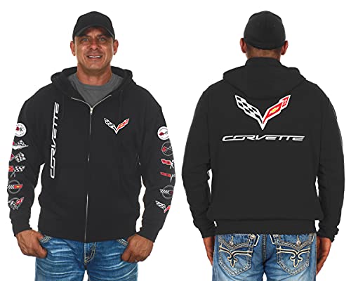 JH DESIGN GROUP Herren Chevy Corvette Hoodies Pullover & Zip Up Sweatshirts in 6 Stilen, Clg2-black, Large von JH DESIGN GROUP