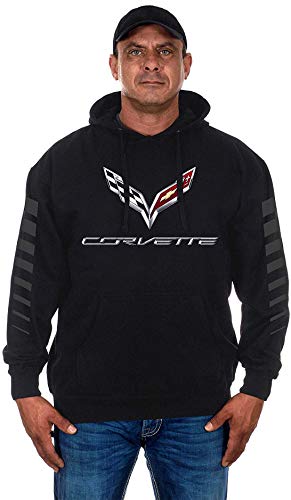 JH DESIGN GROUP Herren Chevy Corvette Pullover Hoodie C7 Logo Sweatshirt, Schwarz, 4X-Large von JH DESIGN GROUP