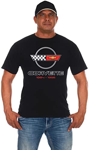 JH DESIGN GROUP Herren Chevy Corvette T-Shirt C4 Series Logo Schwarz Rundhalsausschnitt - Schwarz - X-Groß von JH DESIGN GROUP