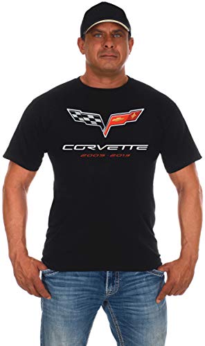 JH DESIGN GROUP Herren Chevy Corvette T-Shirt C6 Series Logo Schwarz Rundhalsausschnitt - Schwarz - Groß von JH DESIGN GROUP