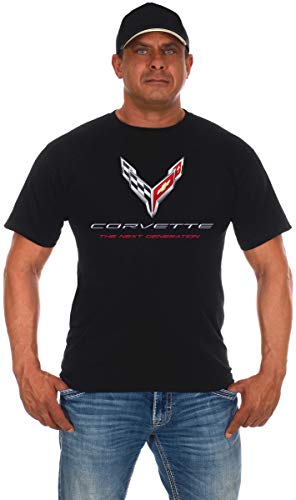 JH DESIGN GROUP Herren Chevy Corvette T-Shirt C8 Logo The Next Generation Schwarz Rundhalsausschnitt - Schwarz - Groß von JH DESIGN GROUP